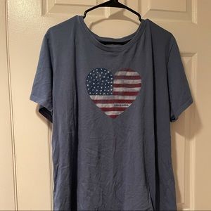 Life is Good American Flag Heart Shirt XXL